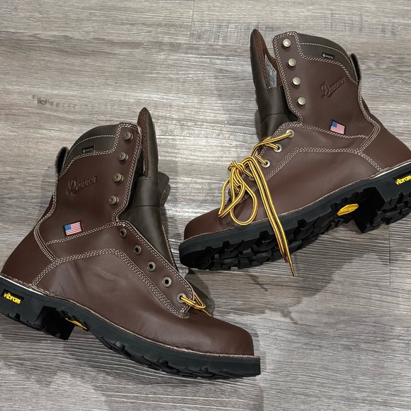 Danner Quarry USA 8” Soft Round Toe Brown Leather Lace Up Boots - Picture 1 of 12
